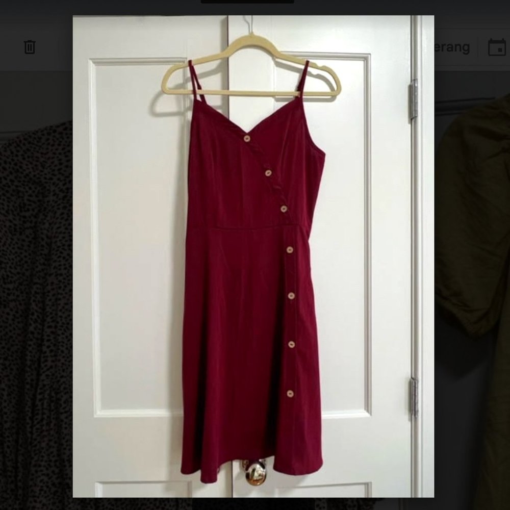 Untranice Red Button Down Midi Dress